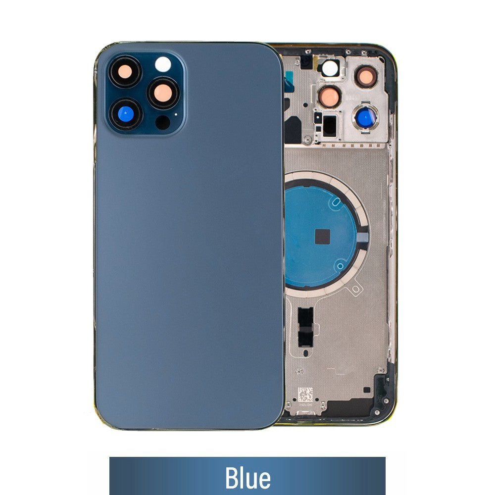 Rear Housing for iPhone 12 Pro Max (NO LOGO)-Blue Rear Housing for iPhone 12 Pro Max (NO LOGO)-Blue